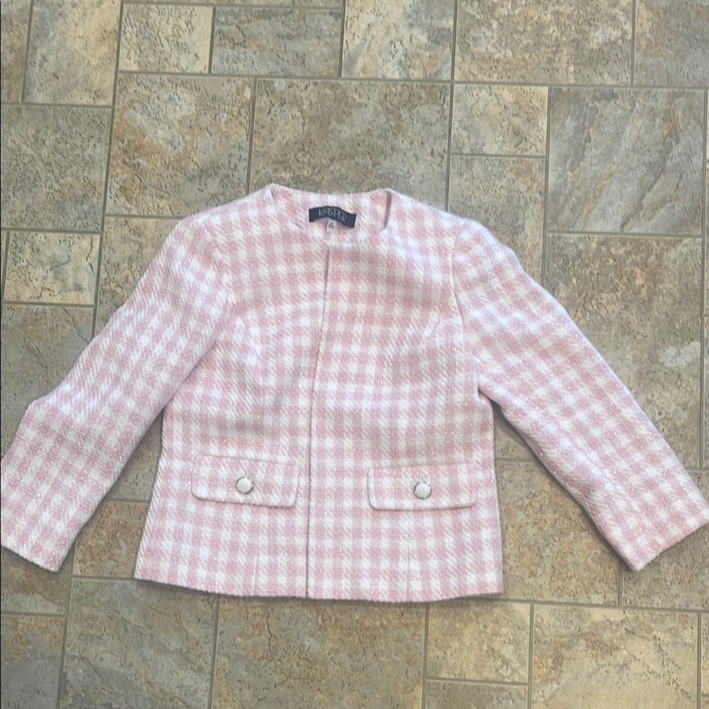 Kasper Pink and White Plaid Jacket Blazer